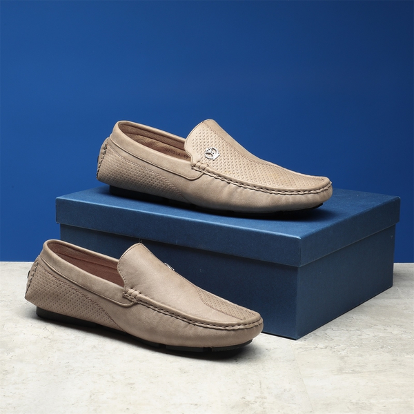 Men's Versatile PU Leather Casual Loafers - BEIGE - 6